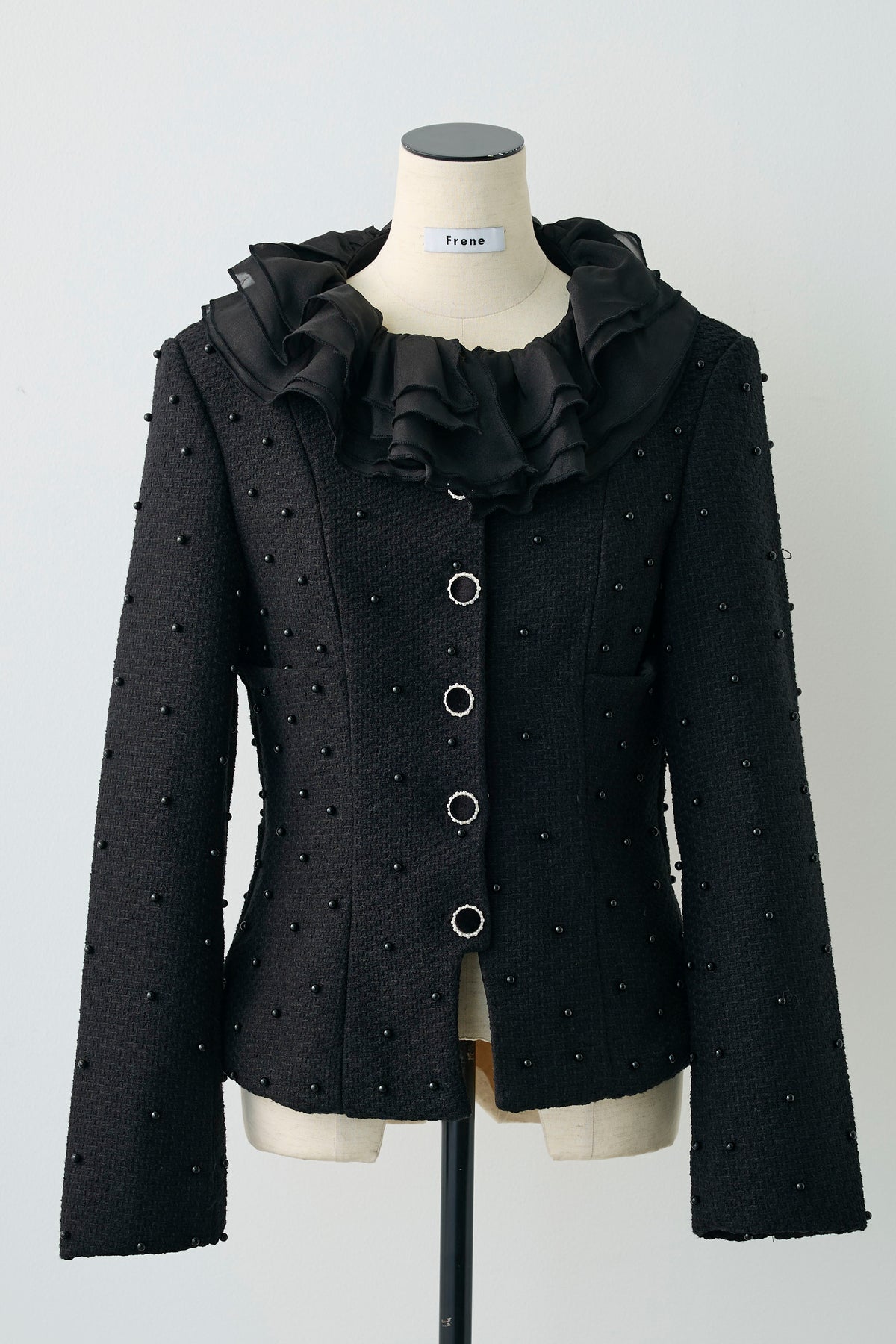 予約]2wayフリルカラーツイードジャケット – Frene