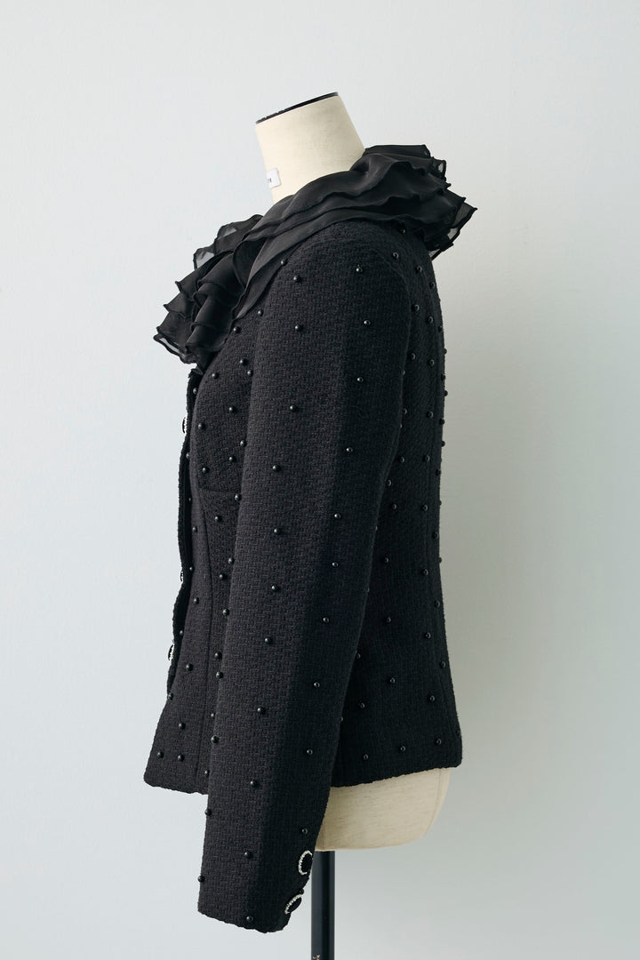 [予約]2wayフリルカラーツイードジャケット