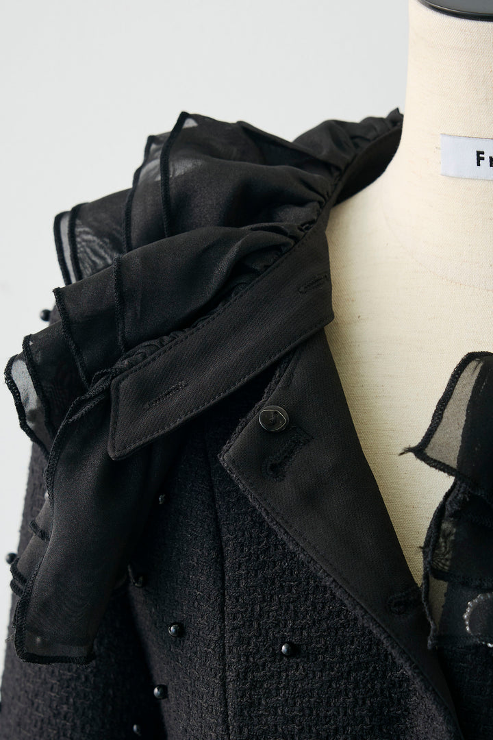 [予約]2wayフリルカラーツイードジャケット