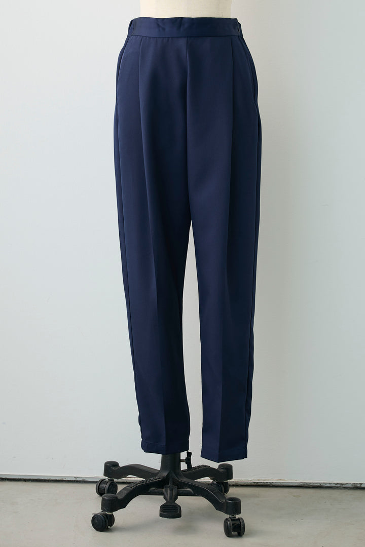 [予約]ウエストサテン切替テーパードパンツ