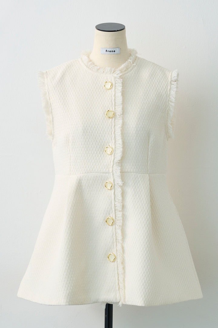 [予約]ツイードペプラム美フォルムジレ