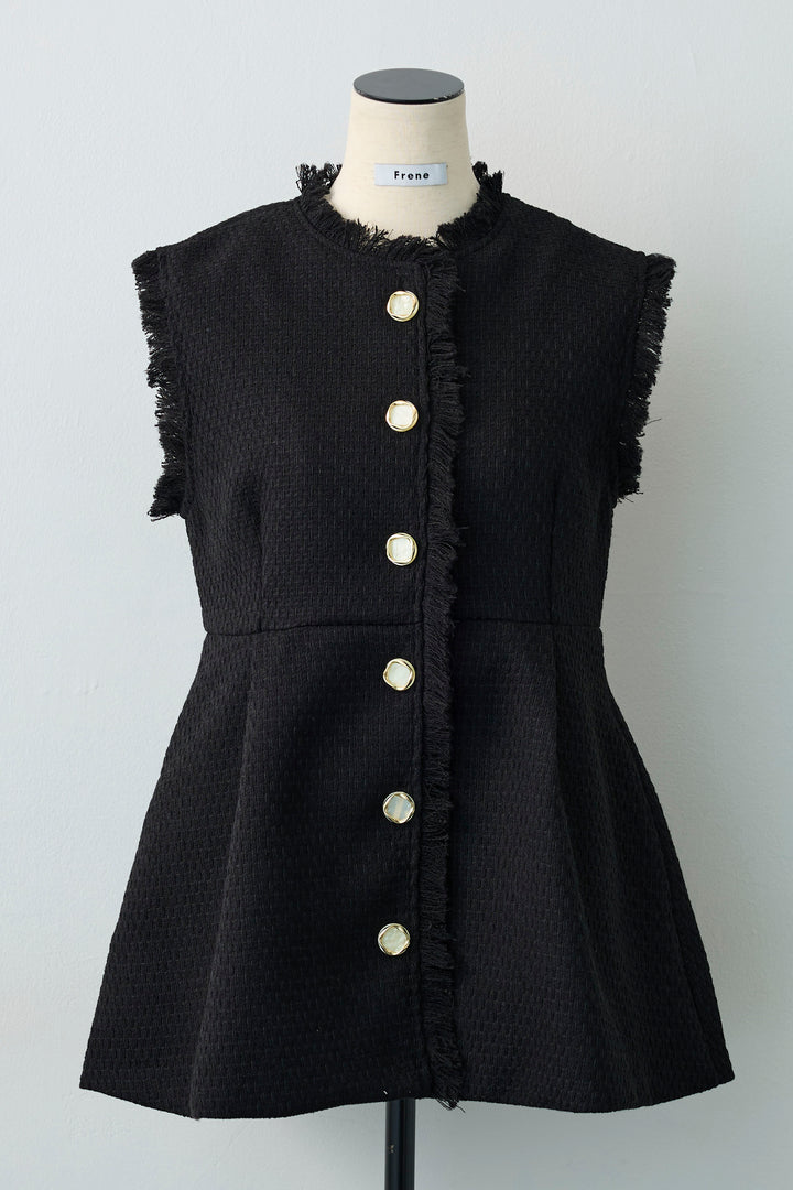 [予約]ツイードペプラム美フォルムジレ