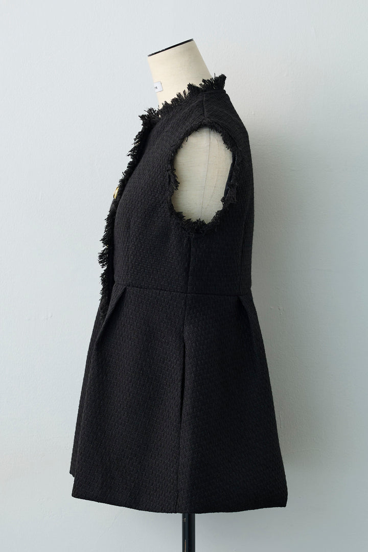 [予約]ツイードペプラム美フォルムジレ