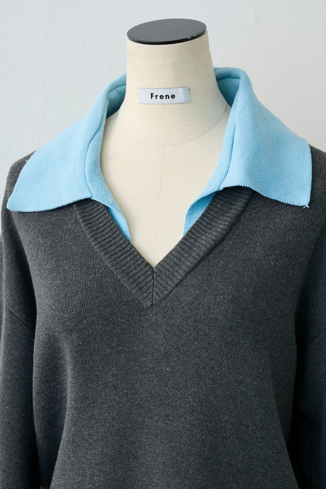 [予約]配色襟レイヤード風ニット