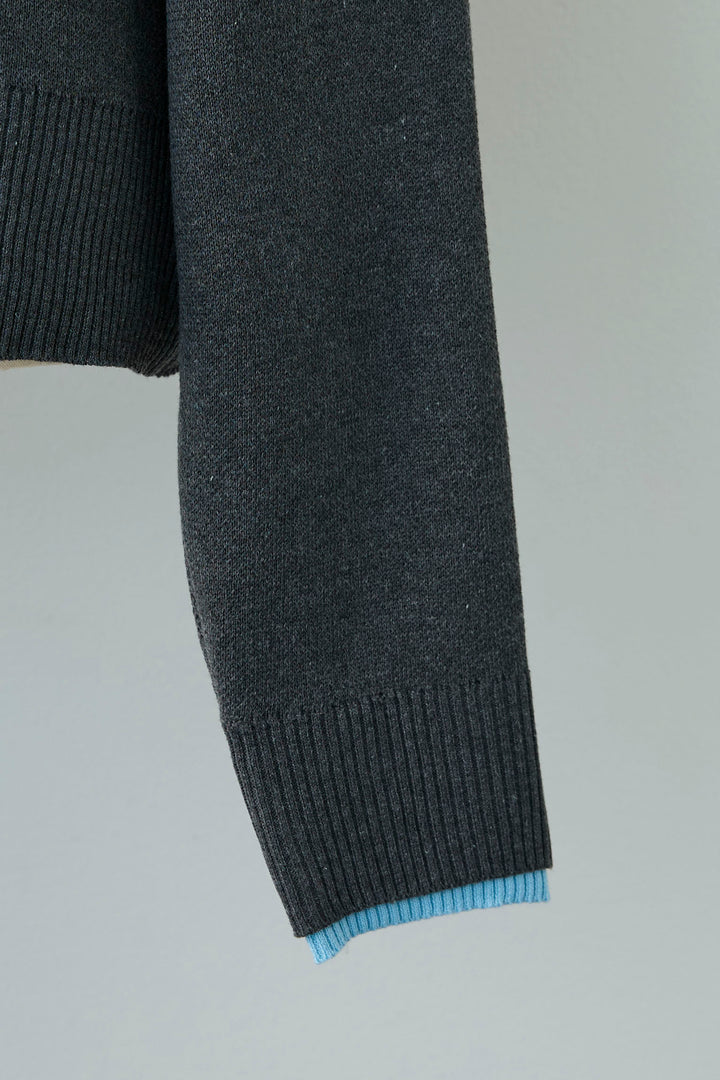 [予約]配色襟レイヤード風ニット