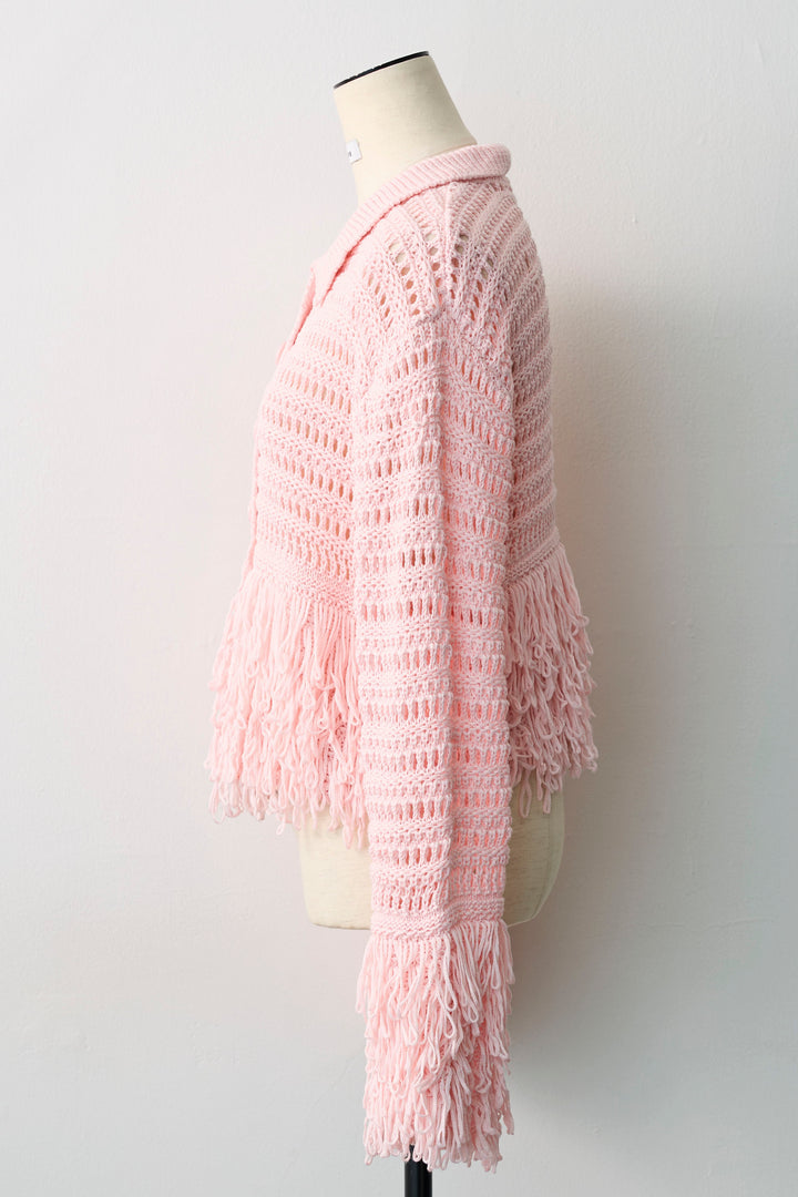 [予約]メッシュフリンジクロップドニット