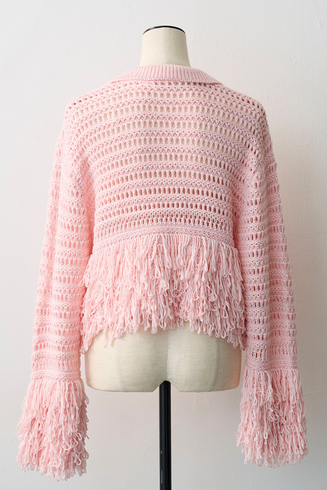 [予約]メッシュフリンジクロップドニット