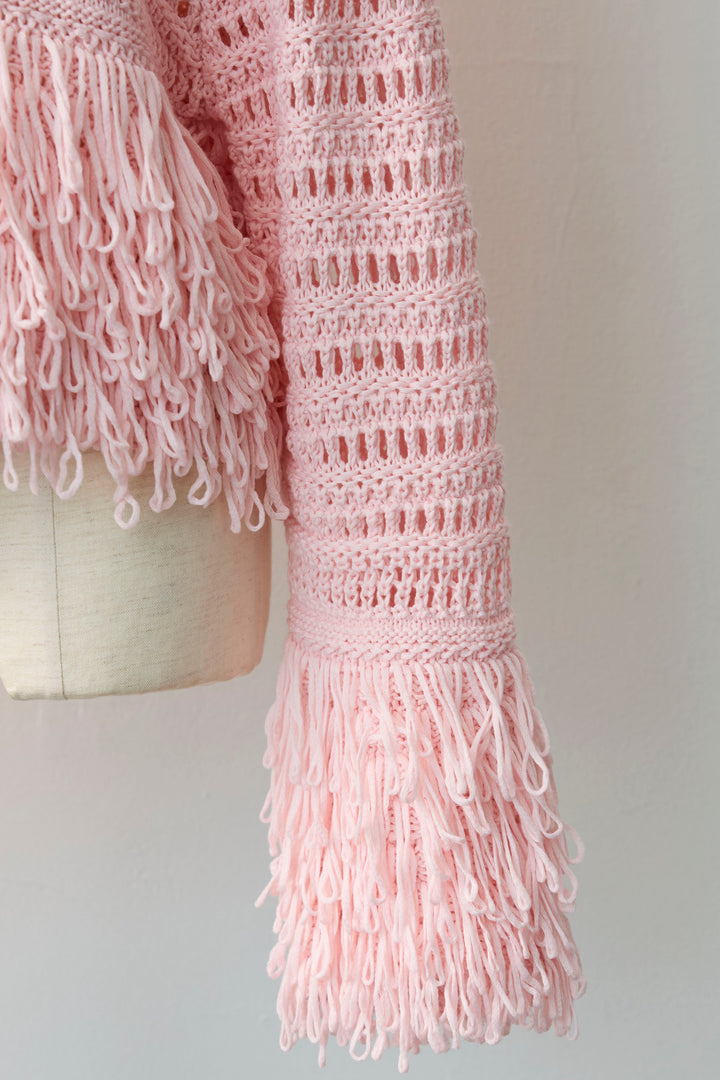 [予約]メッシュフリンジクロップドニット