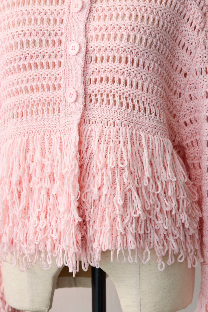 [予約]メッシュフリンジクロップドニット