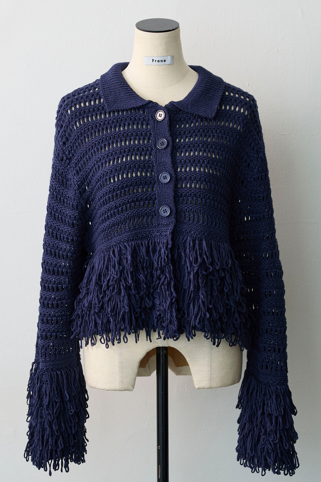 [予約]メッシュフリンジクロップドニット