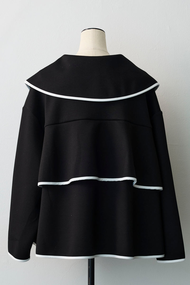 [予約]バイカラーボンディング襟付きコート