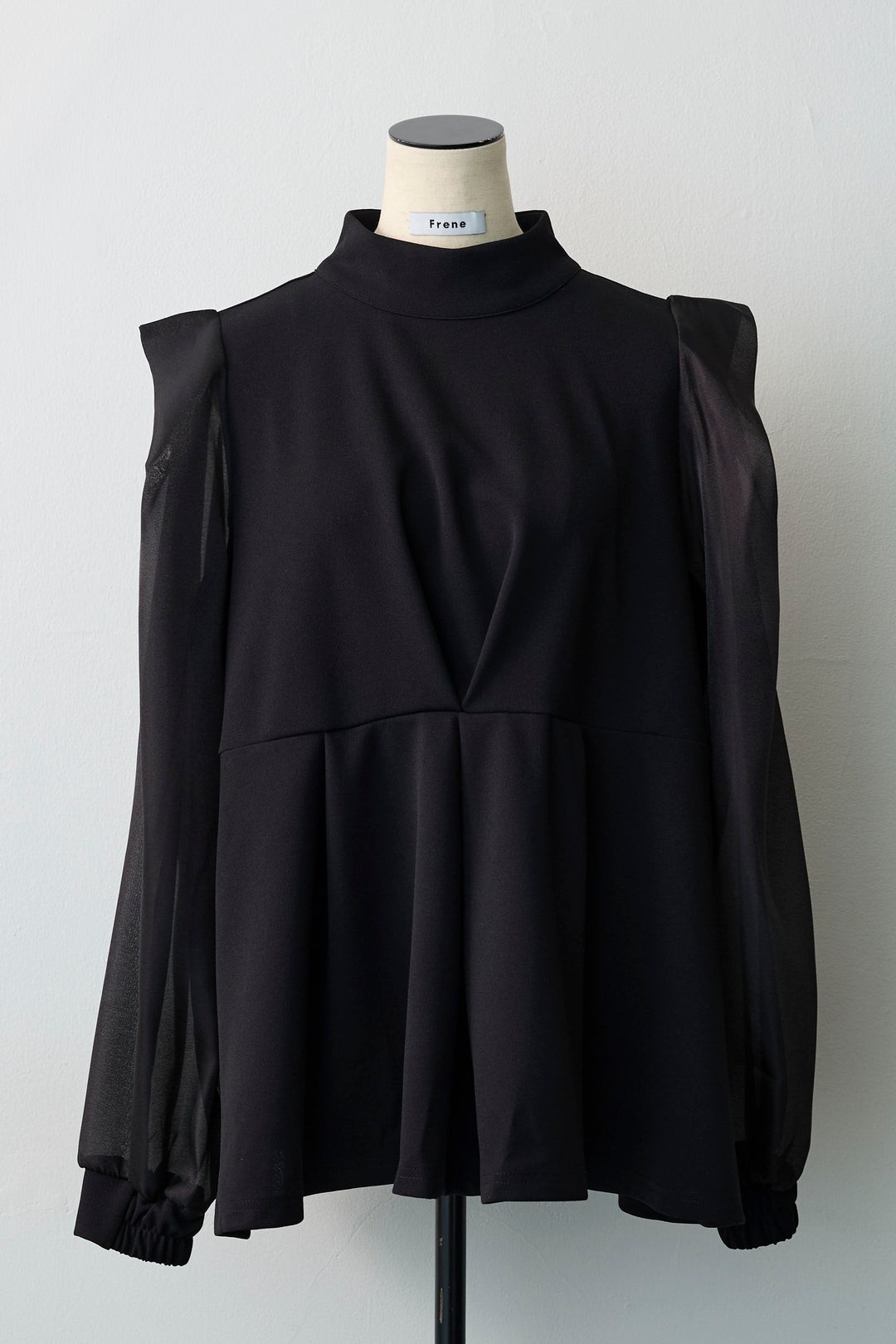 [予約]シアーリボン異素材ドッキングペプラムブラウス