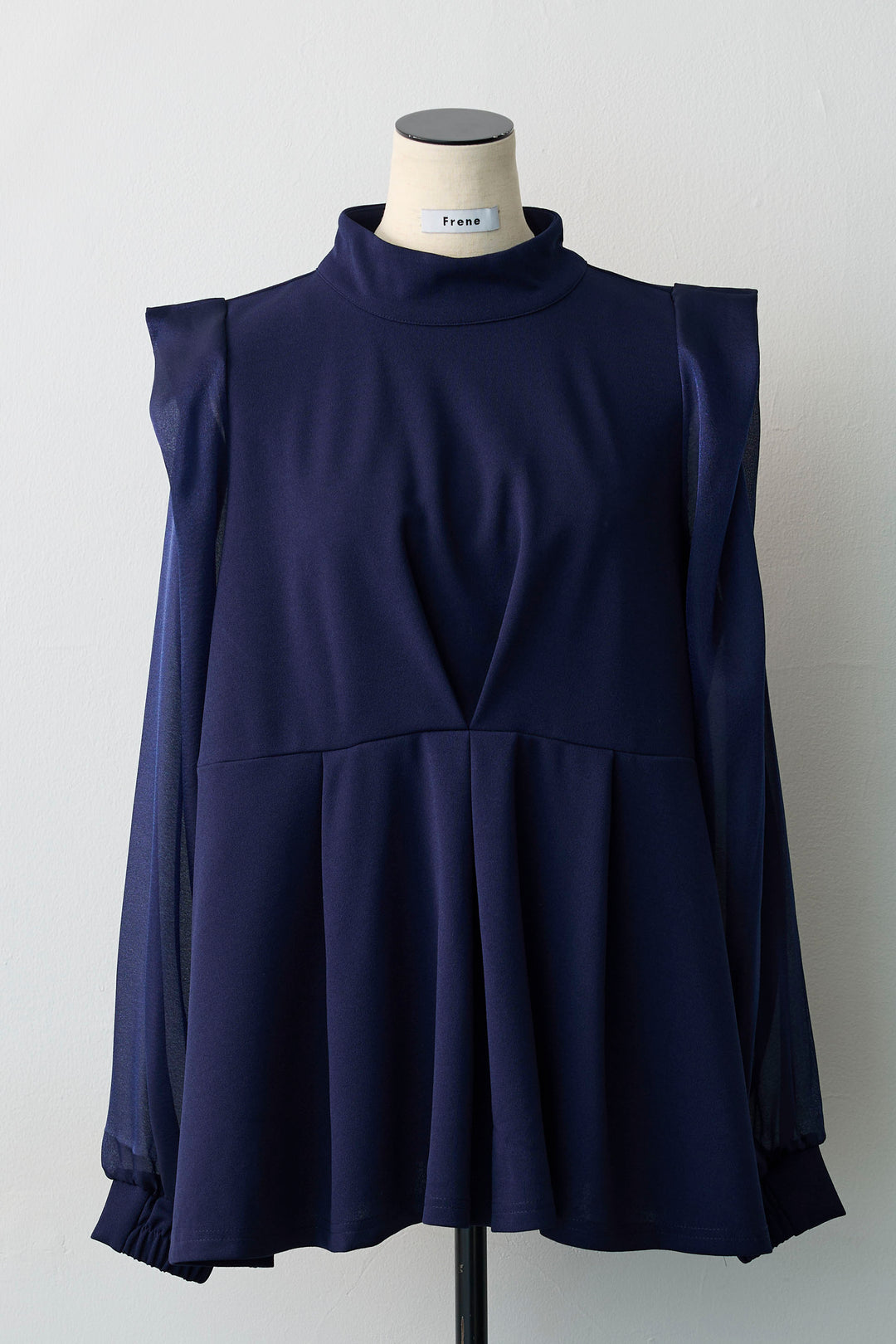 [予約]シアーリボン異素材ドッキングペプラムブラウス