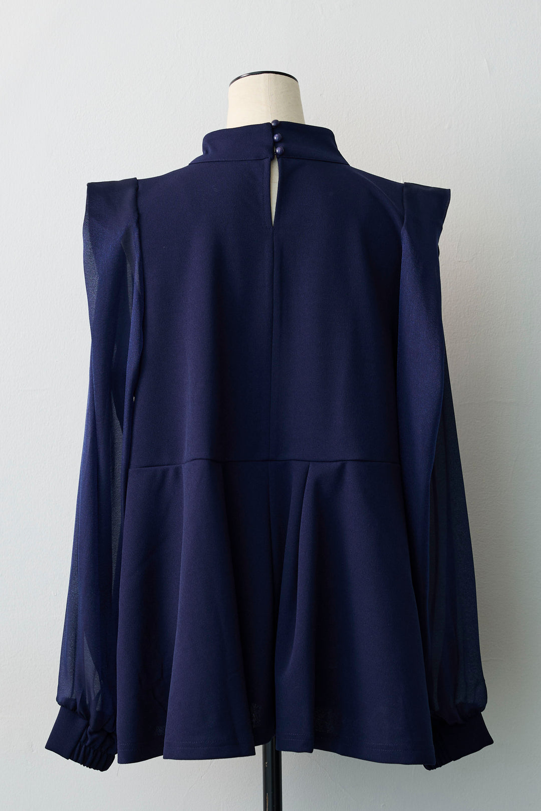 [予約]シアーリボン異素材ドッキングペプラムブラウス