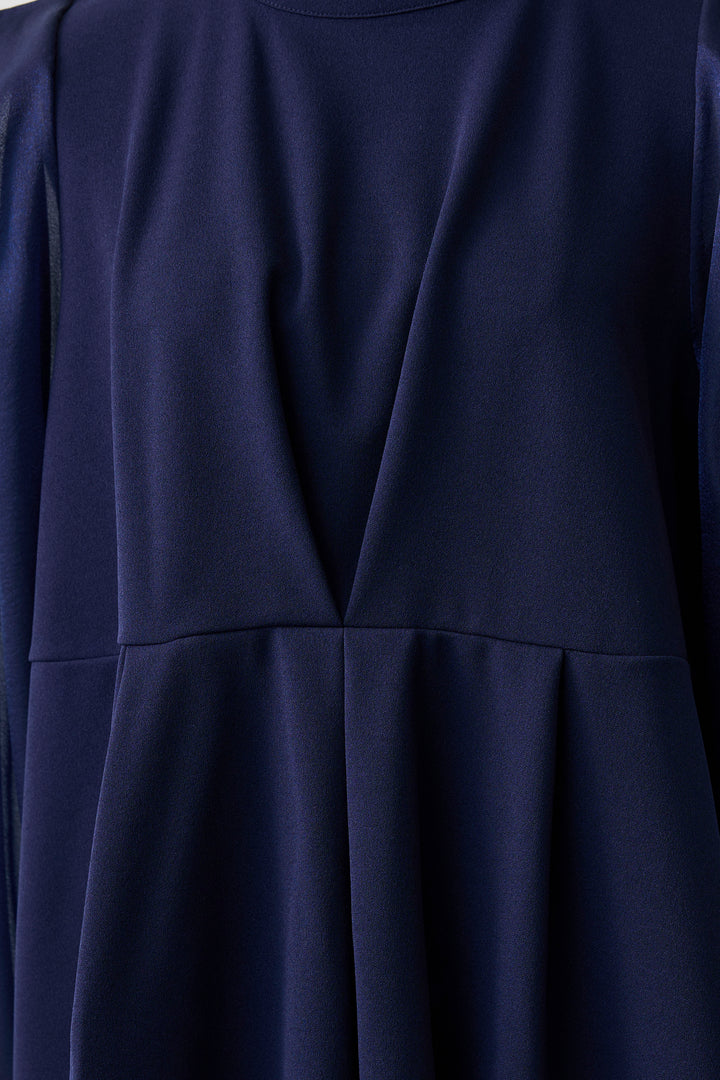 [予約]シアーリボン異素材ドッキングペプラムブラウス