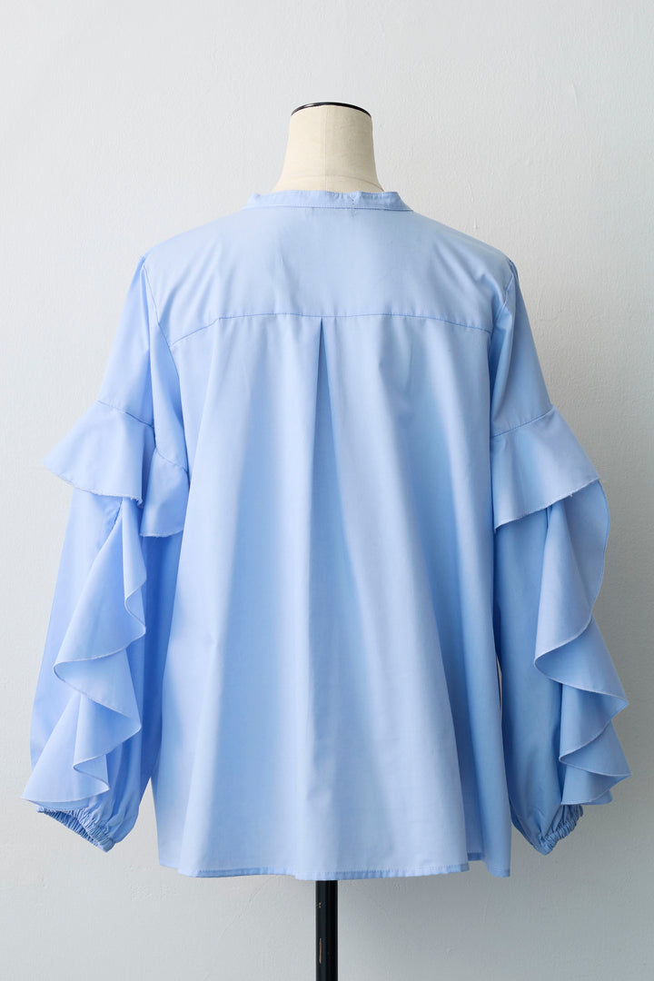 [予約]ティアードフリルスリーブパールボタンブラウス