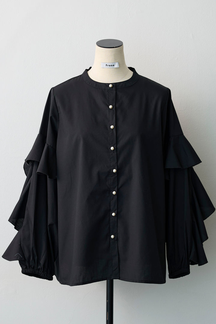 [予約]ティアードフリルスリーブパールボタンブラウス