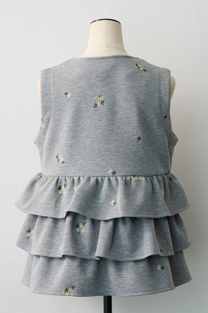 [予約]フラワー刺繍ティアードポンチベスト