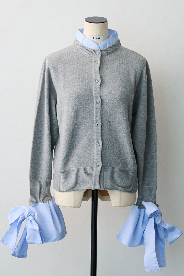 [予約]BIGリボンカフスデザインニットドッキングカーデ
