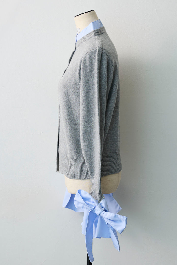 [予約]BIGリボンカフスデザインニットドッキングカーデ