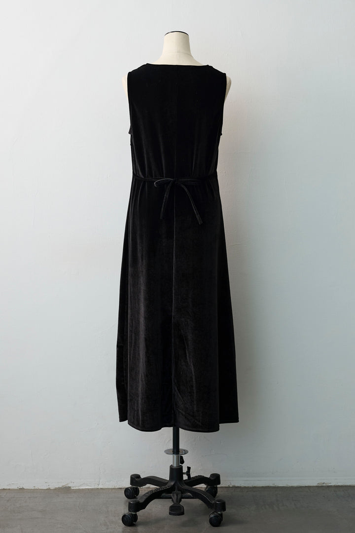 [予約]ベロアパールVネックロングワンピ