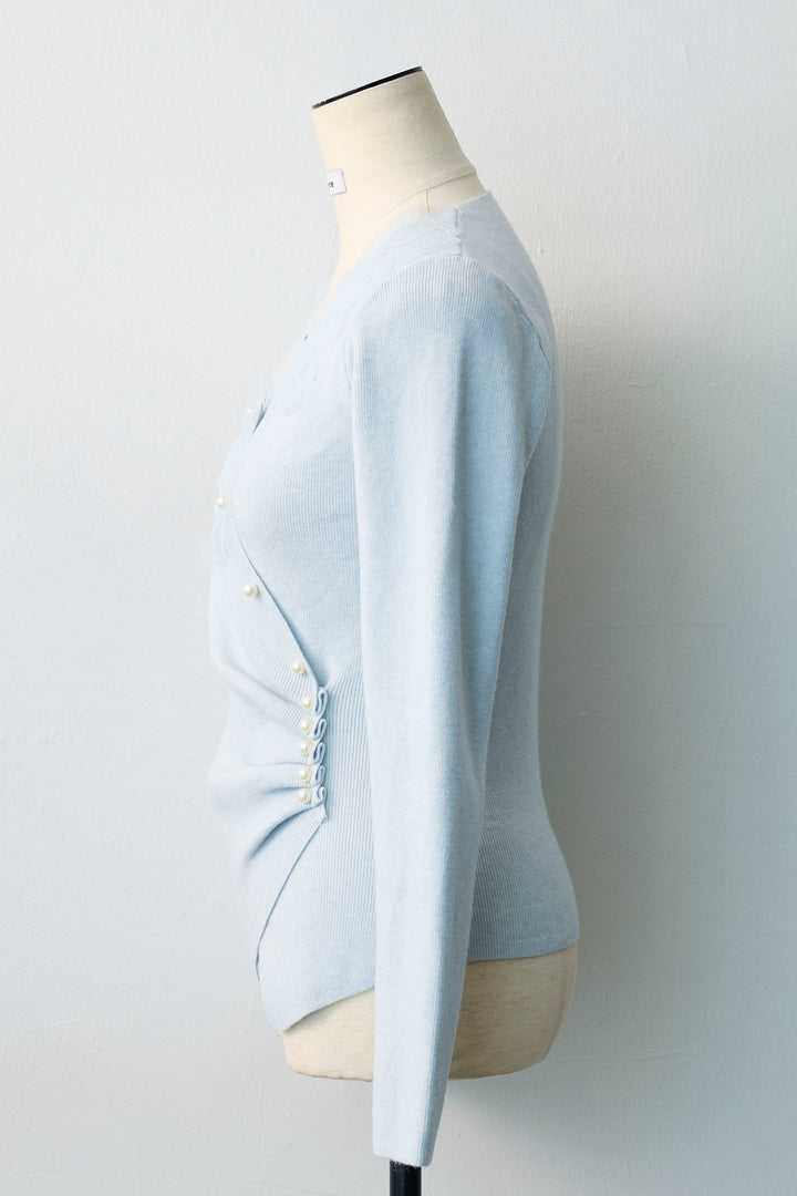 [予約]タックパールデザインレースニット