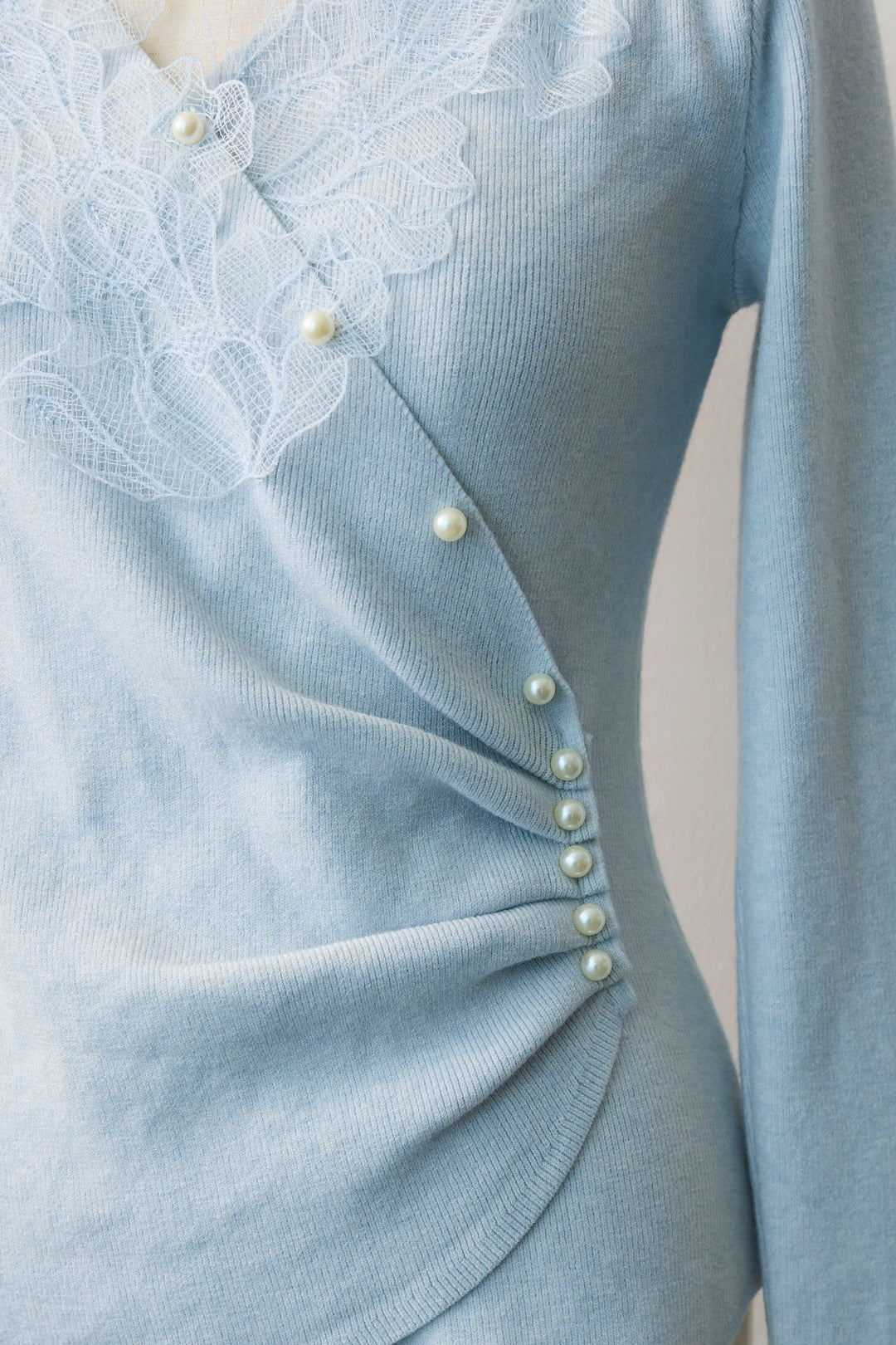 [予約]タックパールデザインレースニット