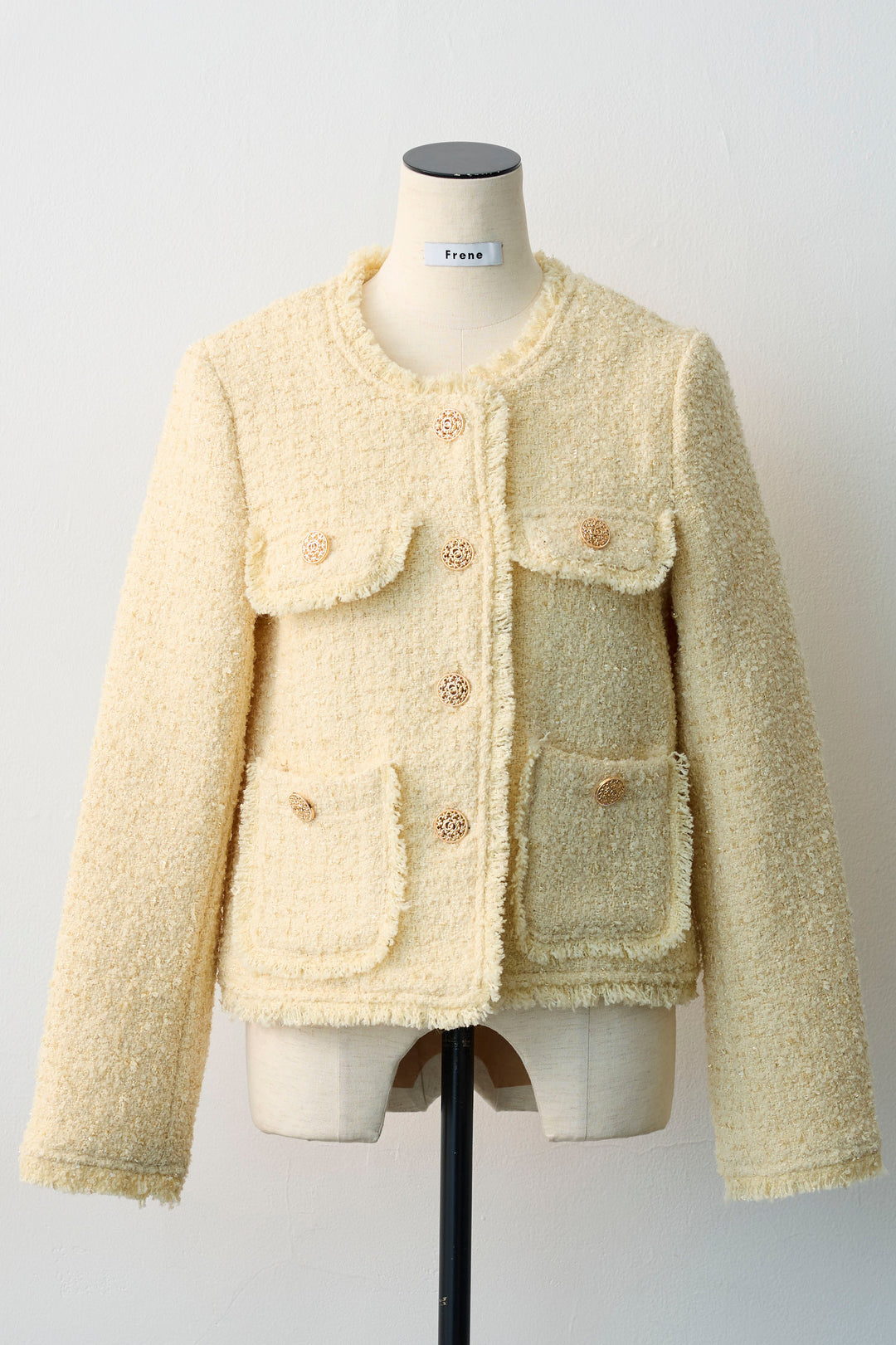 [予約]フリンジツイードゴールドボタンジャケット