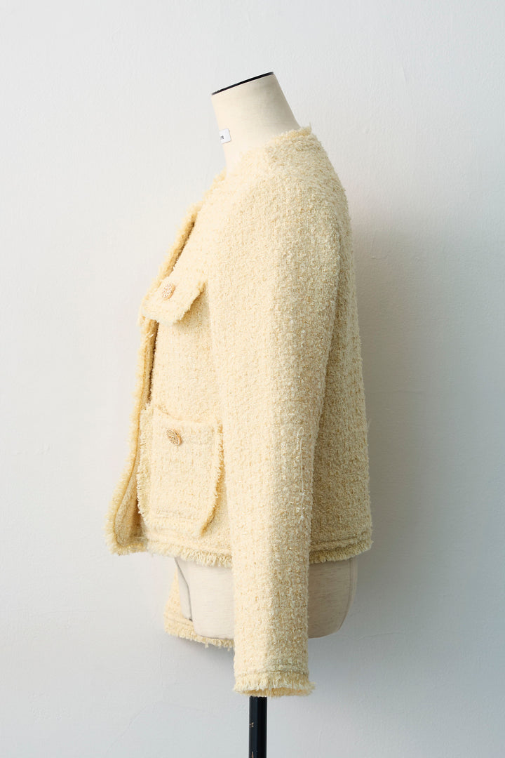 [予約]フリンジツイードゴールドボタンジャケット