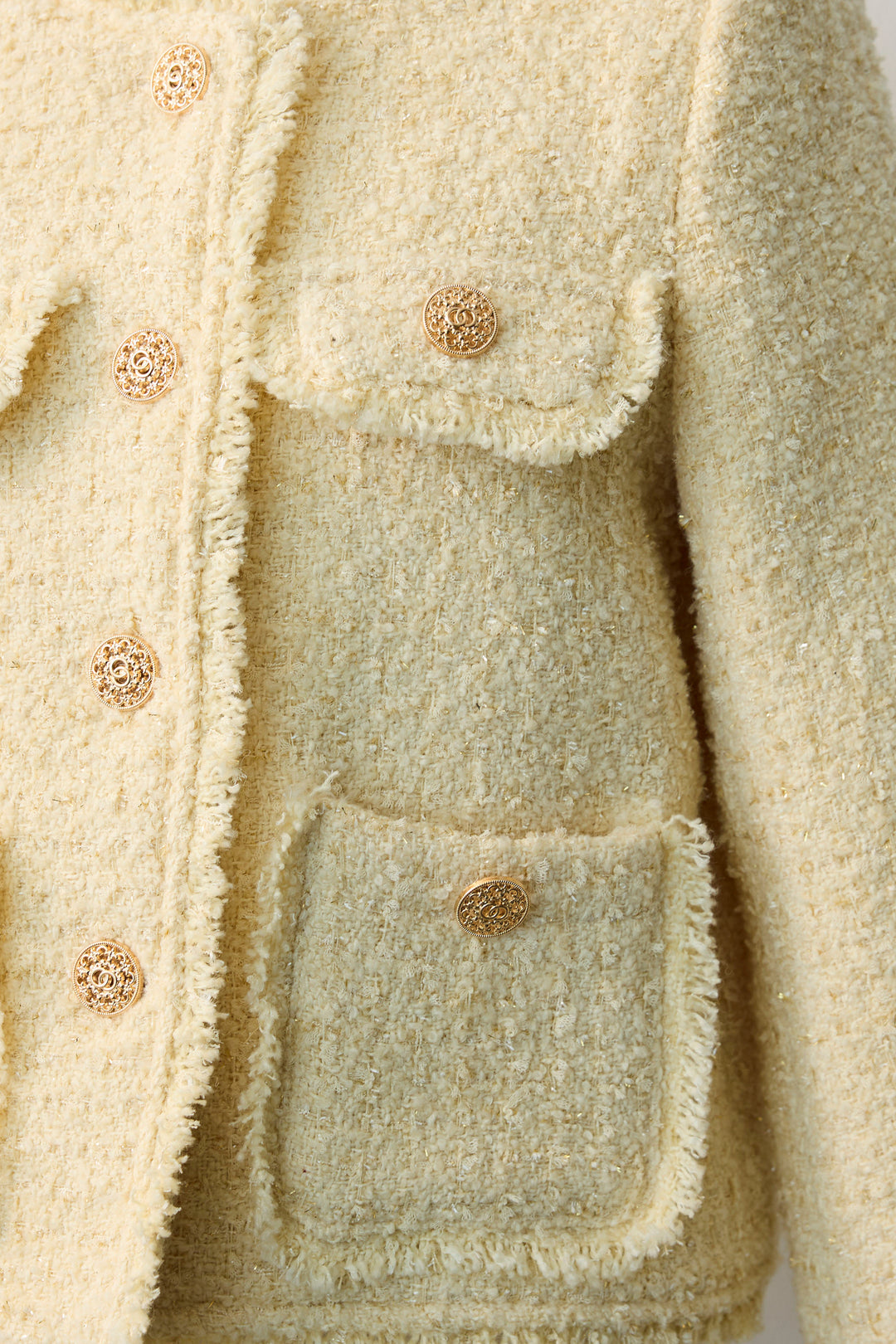 [予約]フリンジツイードゴールドボタンジャケット