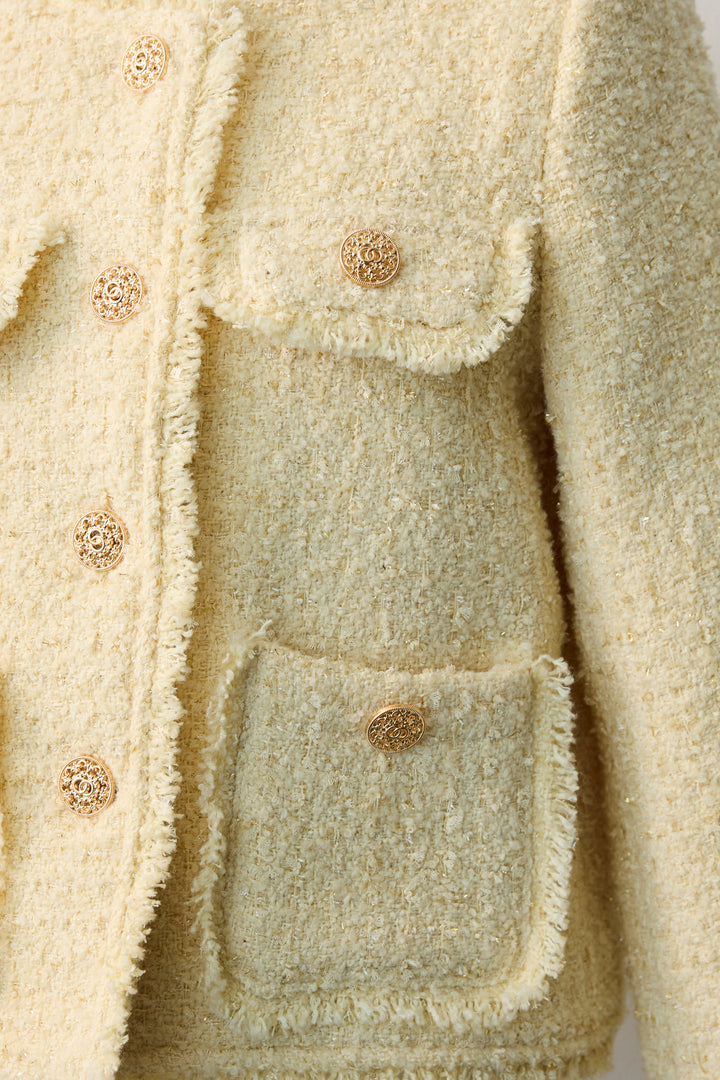 [予約]フリンジツイードゴールドボタンジャケット