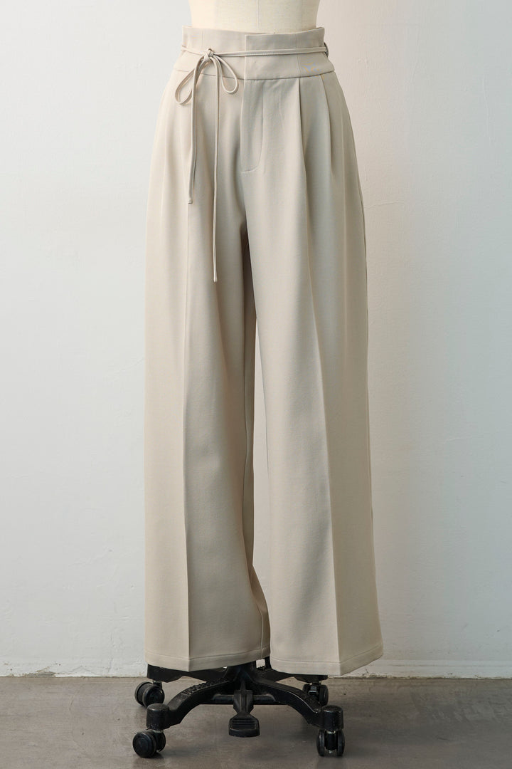 [予約]ハイウエストリボン付きストレートパンツ