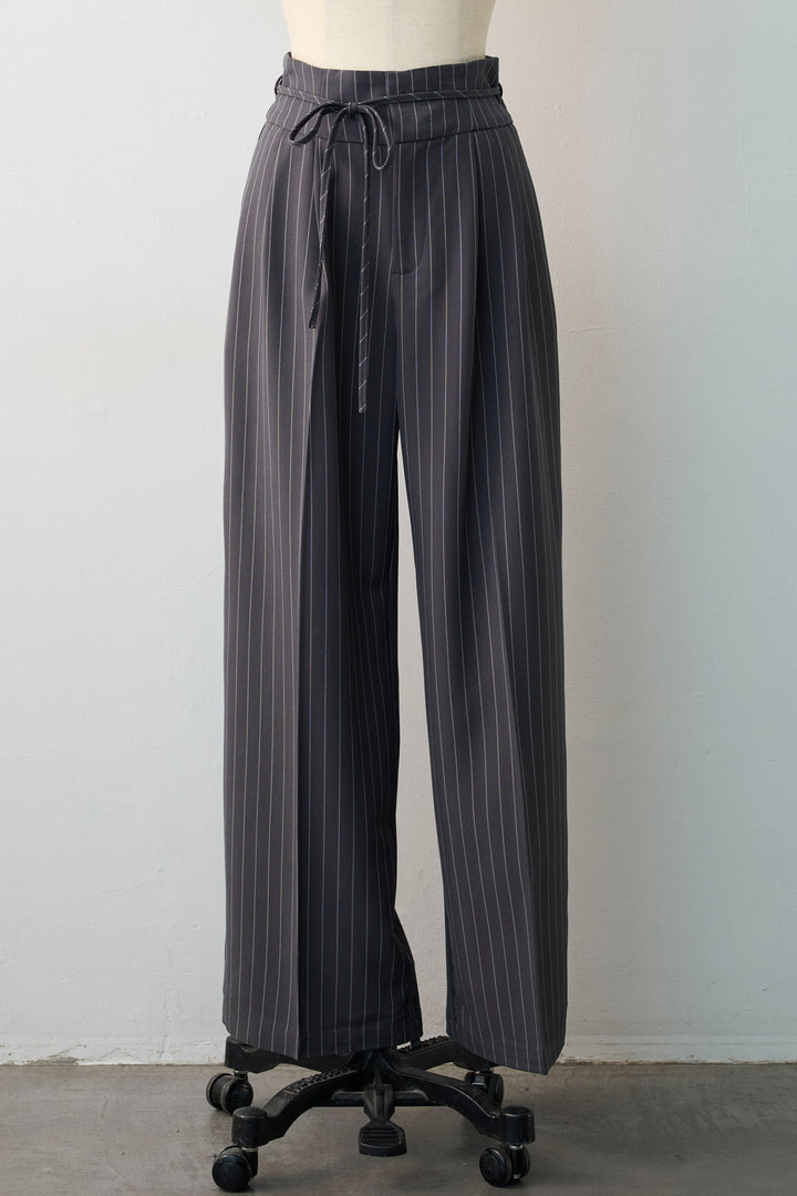 [予約]ハイウエストリボン付きストレートパンツ