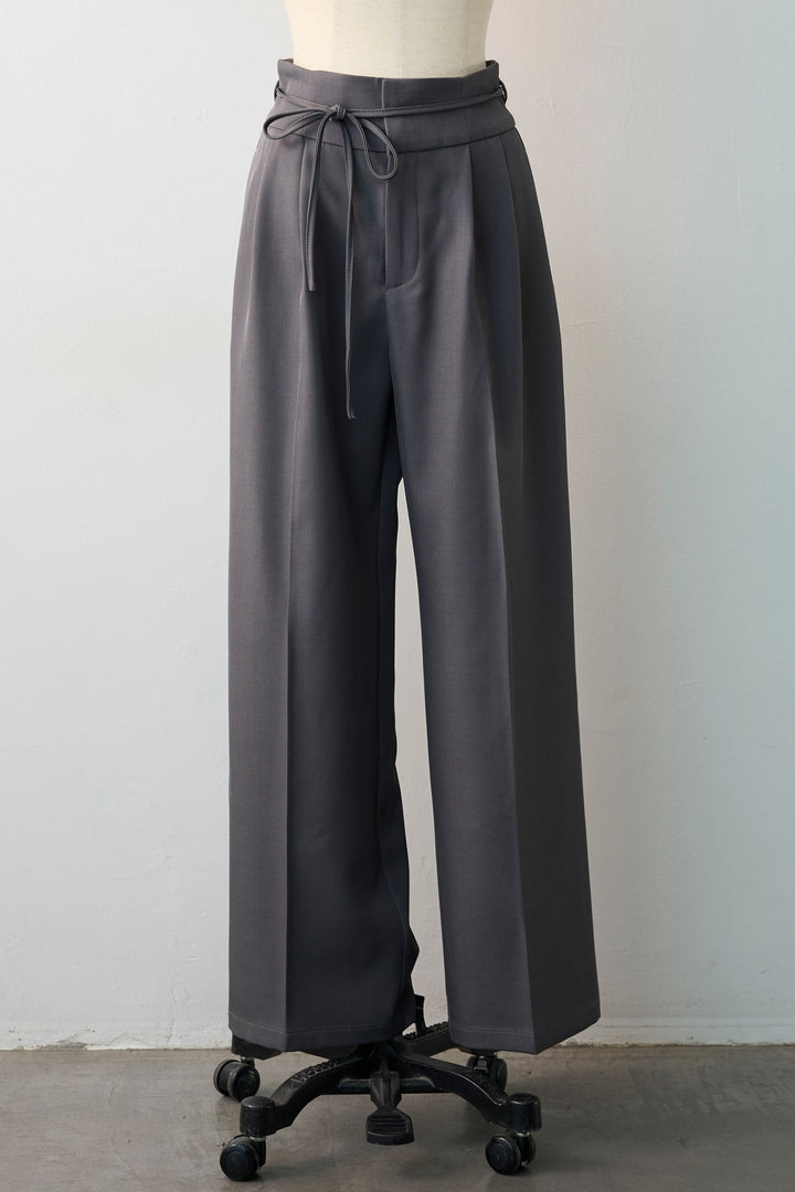 [予約]ハイウエストリボン付きストレートパンツ
