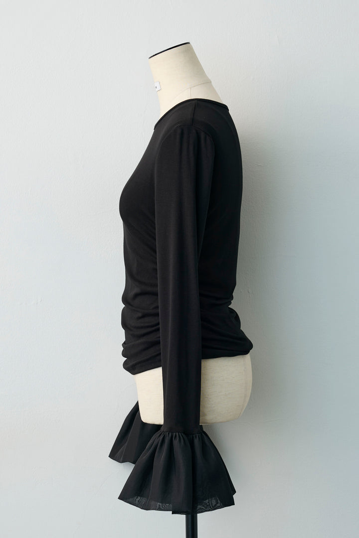 [予約]サイドギャザーフレアチュールカフストップス