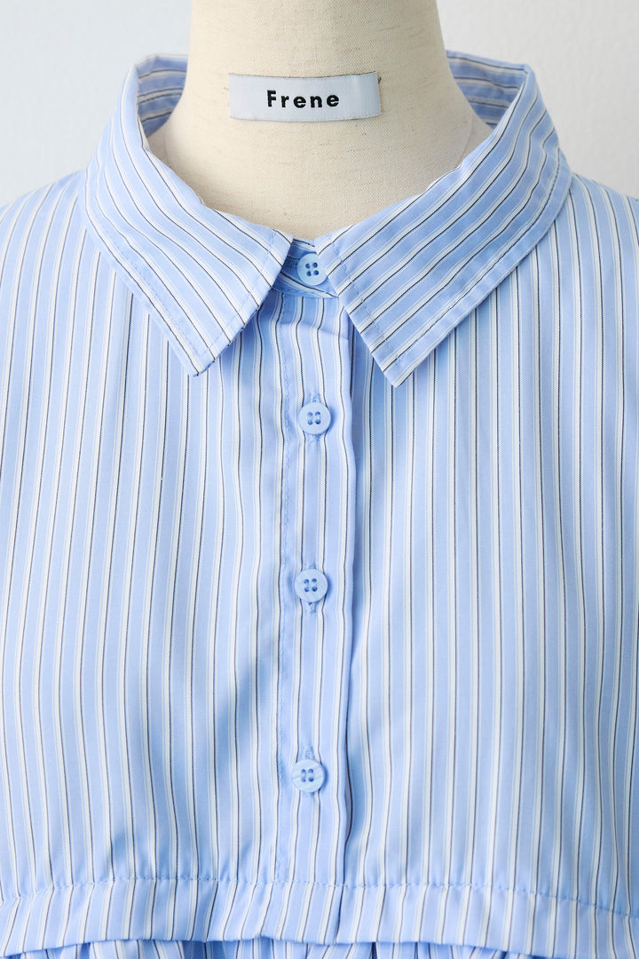 [予約]ストライプティアードフリルクロップドシャツ