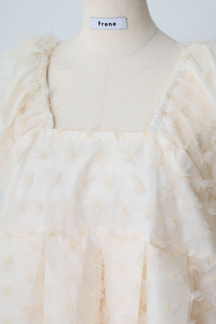 [予約]フラワージャカードパフスリーブチュニック