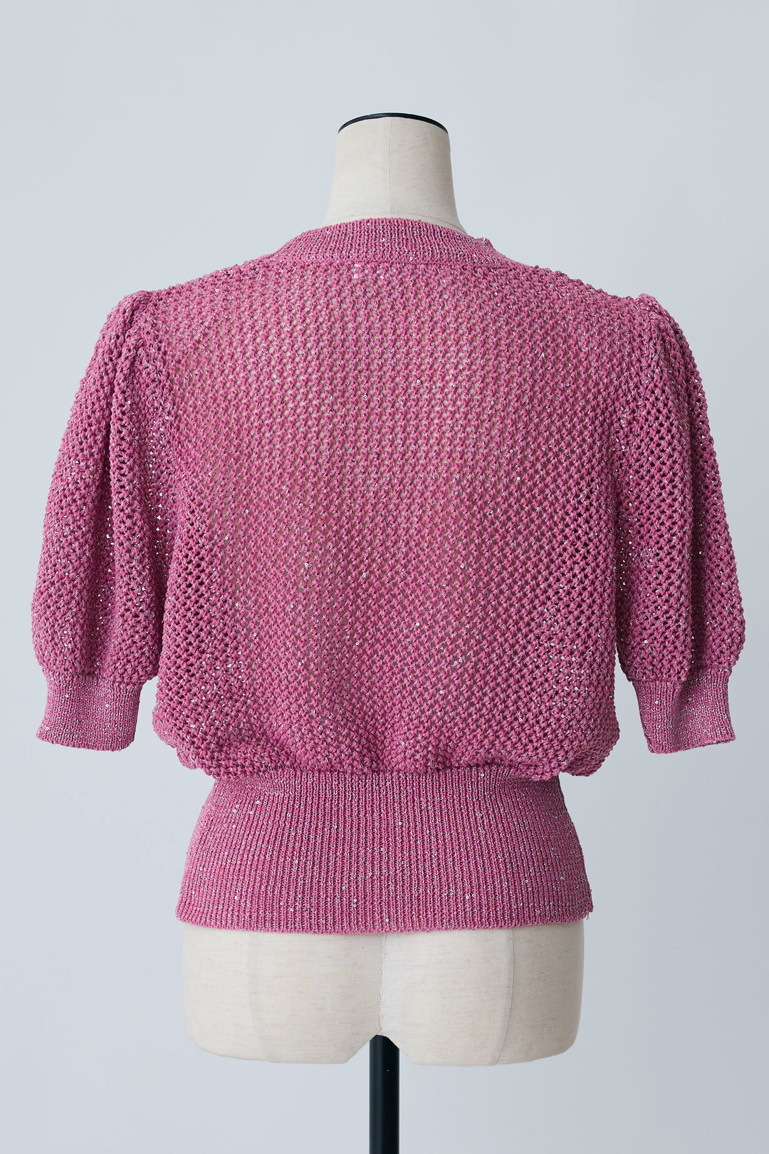 [予約]ラメ混パフスリーブハーフスリーブニット