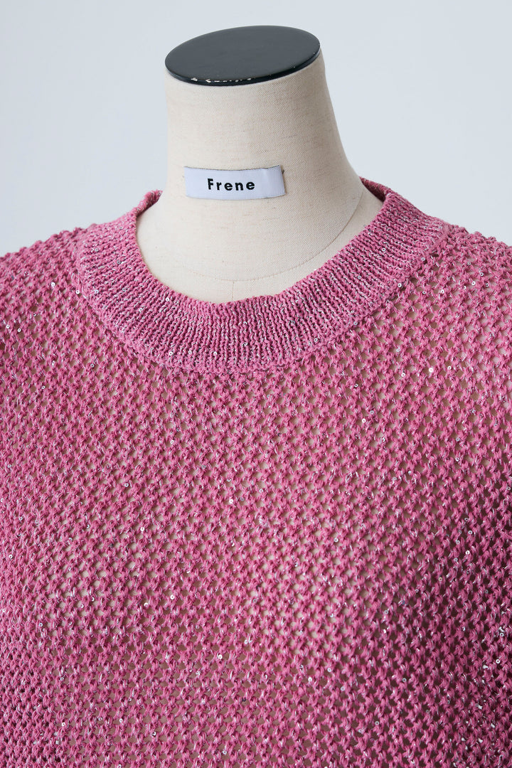 [予約]ラメ混パフスリーブハーフスリーブニット