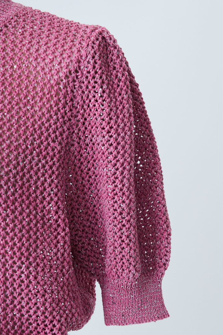 [予約]ラメ混パフスリーブハーフスリーブニット