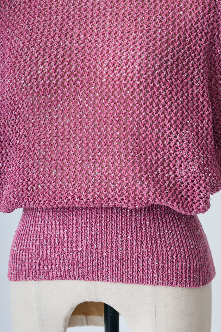 [予約]ラメ混パフスリーブハーフスリーブニット