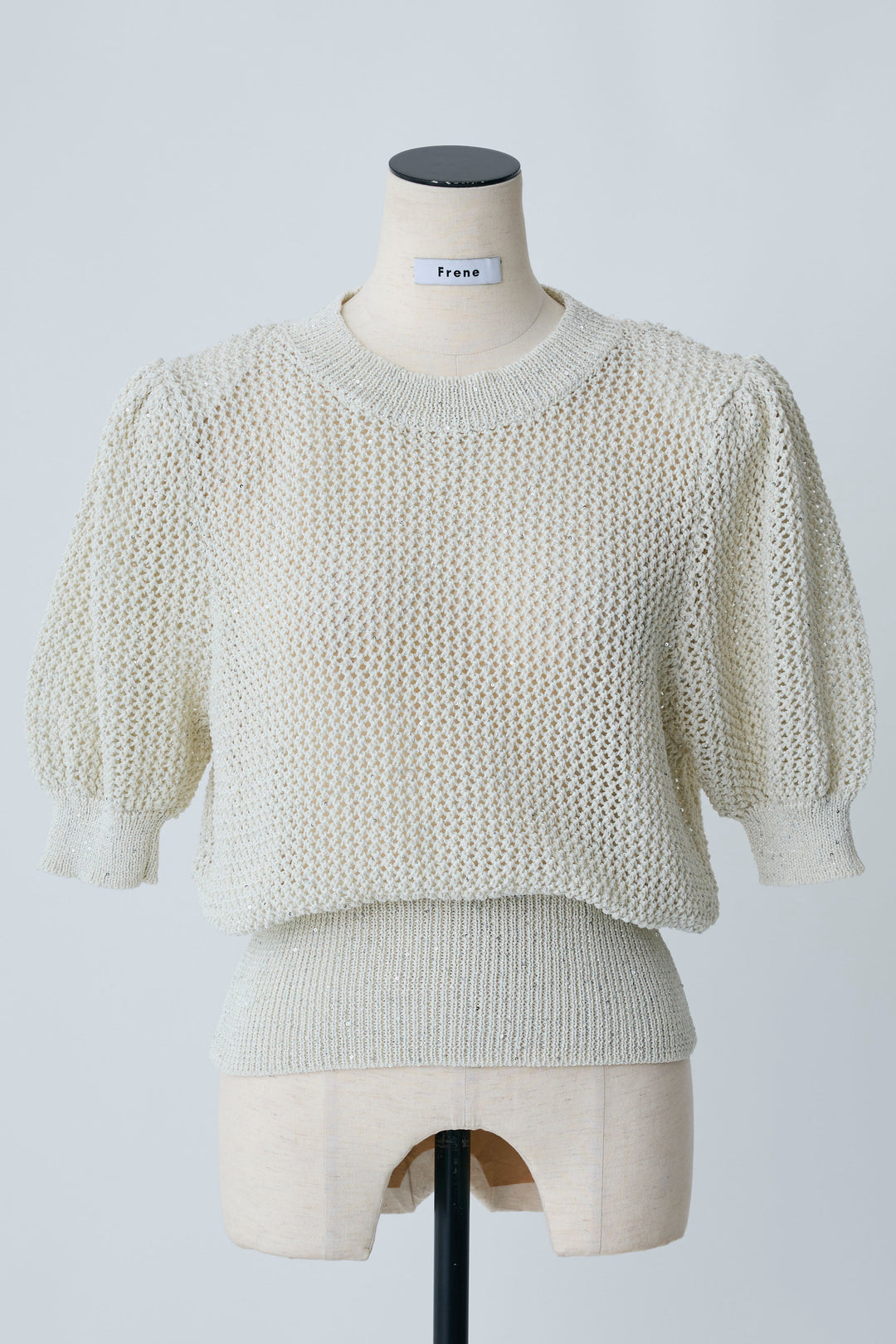 [予約]ラメ混パフスリーブハーフスリーブニット