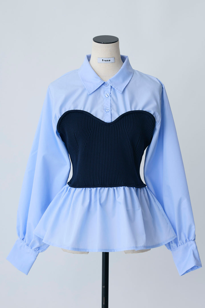 [予約]ビスチェニットドッキングペプラムブラウス