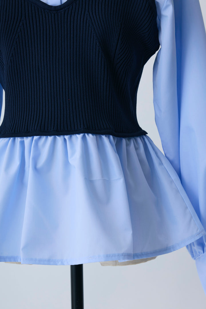 [予約]ビスチェニットドッキングペプラムブラウス