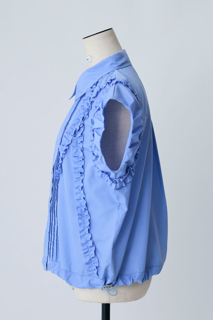 [予約]ミックスフリルピンタックサイドドロストブラウス