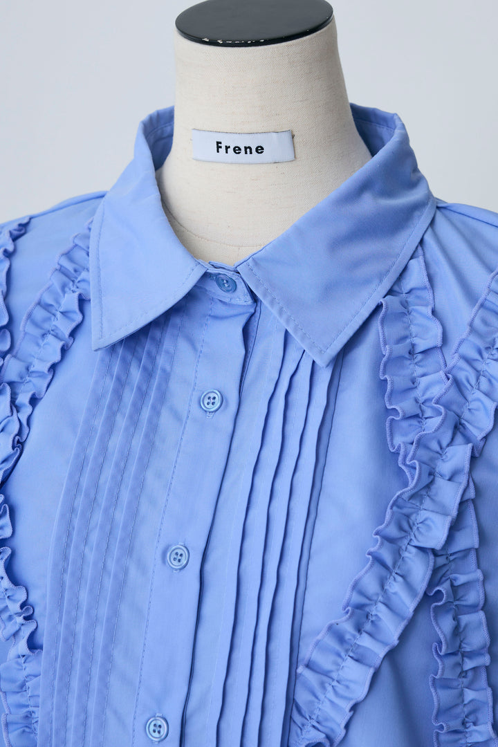 [予約]ミックスフリルピンタックサイドドロストブラウス