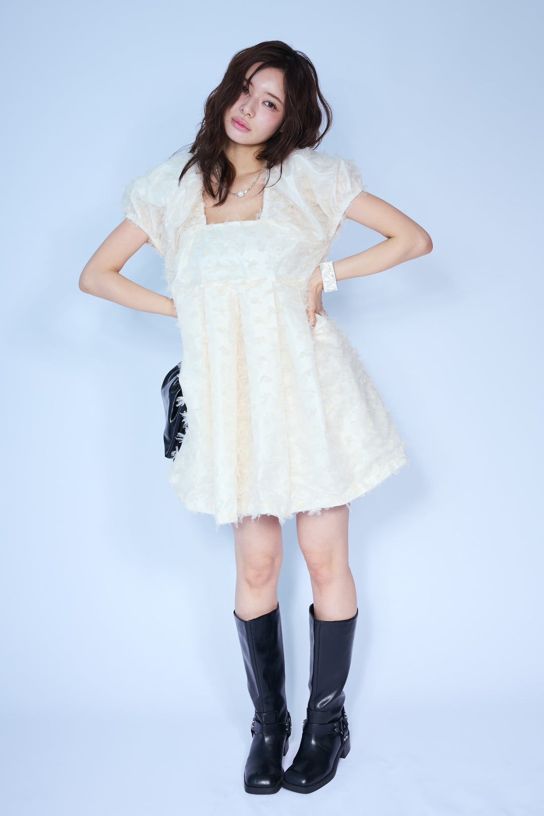 [予約]フラワージャカードパフスリーブチュニック