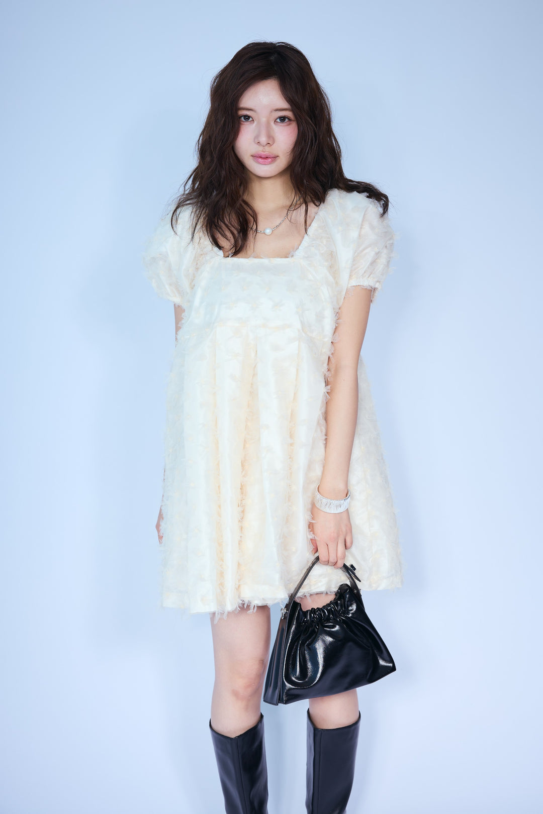 [予約]フラワージャカードパフスリーブチュニック