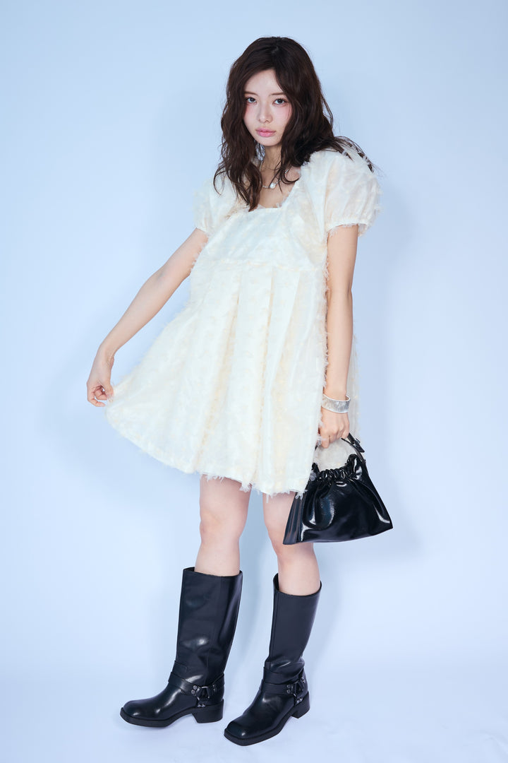 [予約]フラワージャカードパフスリーブチュニック