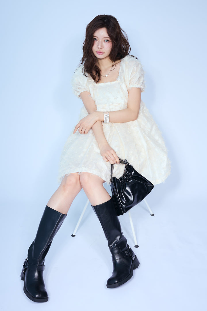 [予約]フラワージャカードパフスリーブチュニック